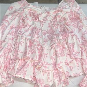 Floral Pink and White Ruffle Dress